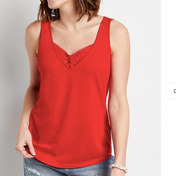 Maurices Navy Blue Lace Accent Tank Top - Picture 4 of 8